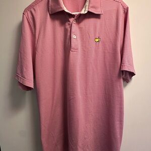 Men’s L Masters Red Polo Shirt Subtle Stripes